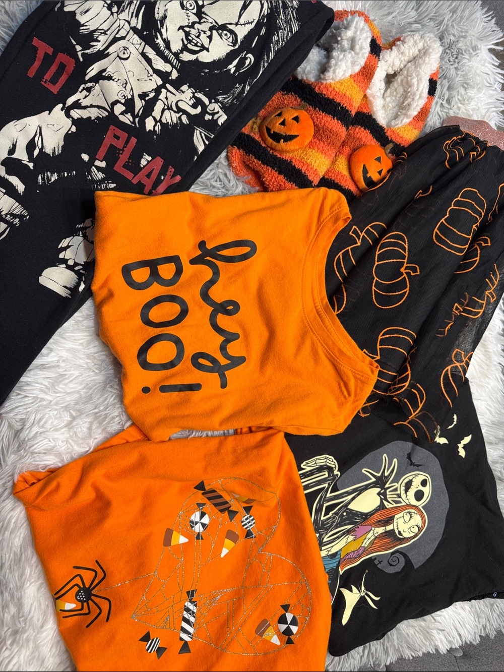 Cat & Jack Kids Halloween Tops and Bottoms Set - Orange and Black